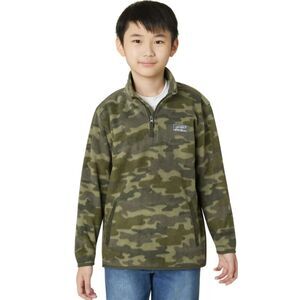 EDDIE BAUER Boys Sz Large (14/16) Green Camo Soft Fleece Shirt Pockets NEW NWT
